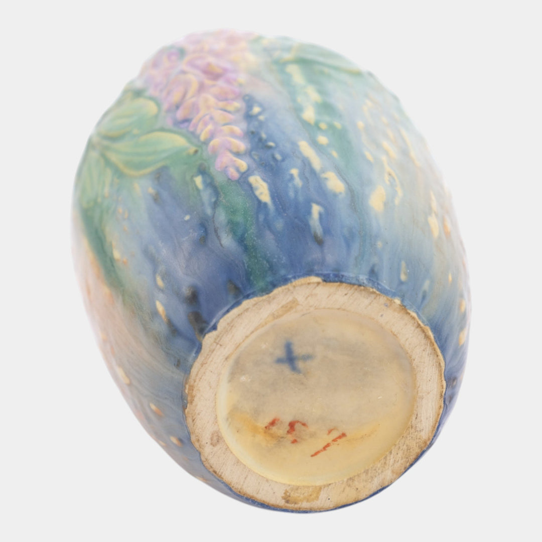 Roseville Wisteria Blue 1933 Vintage Art Deco Pottery Ceramic Vase 630-6 - Just Art Pottery