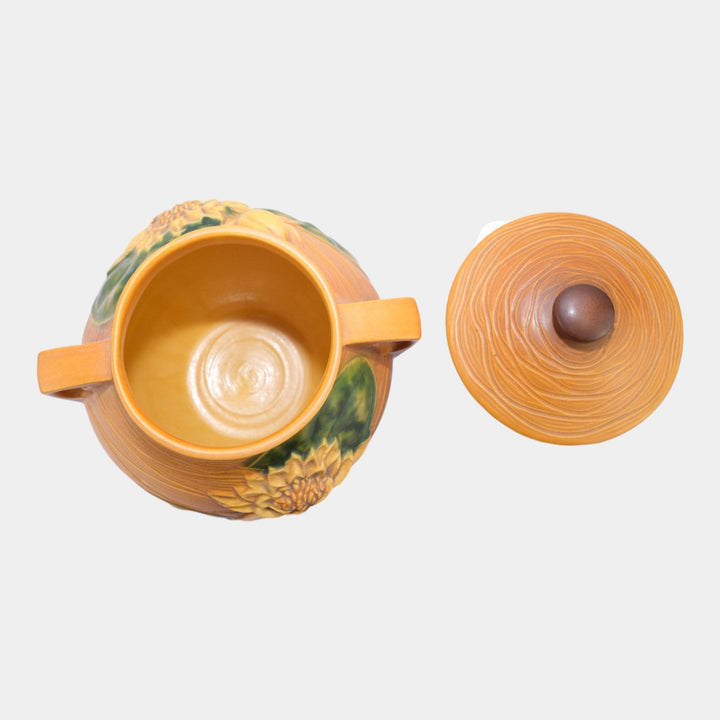 Roseville Water Lily Brown 1943 Mid Century Modern Art Pottery Cookie Jar 1-8