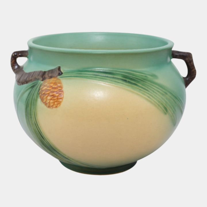 Roseville Pine Cone Green Vintage Art Pottery Ceramic Jardiniere 401-6