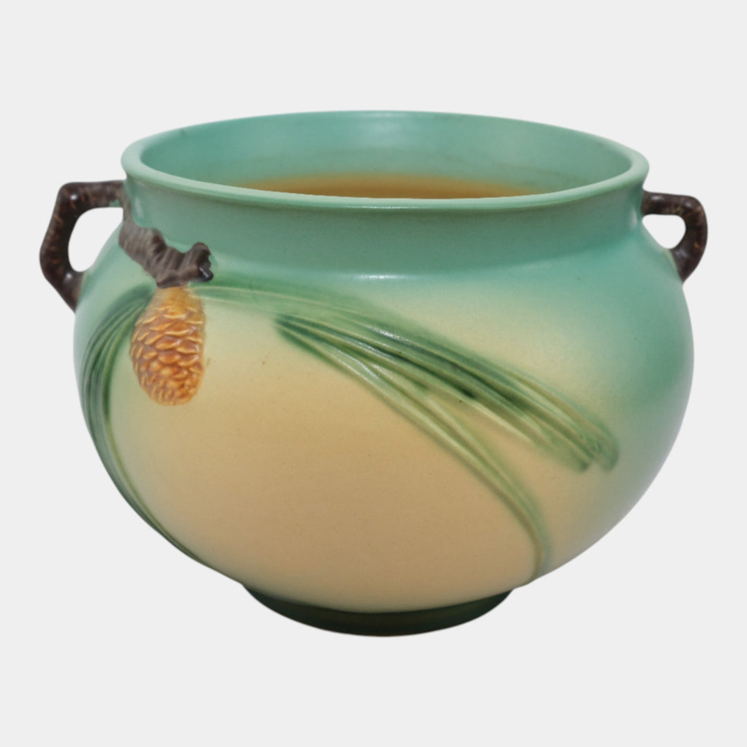 Roseville Pine Cone Green Vintage Art Pottery Ceramic Jardiniere 401-6