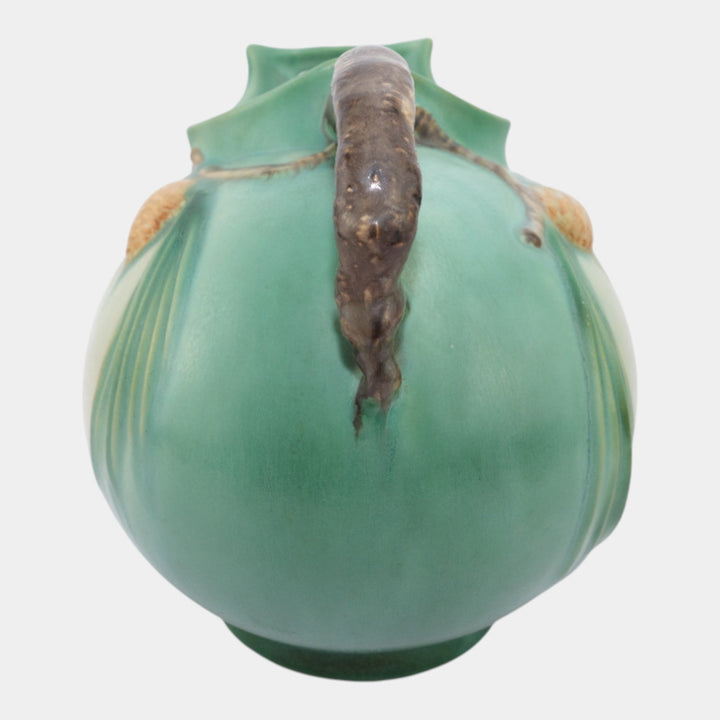 Roseville Pine Cone Green 1940 Vintage Art Pottery Ice Lip Ceramic Pitcher 1321