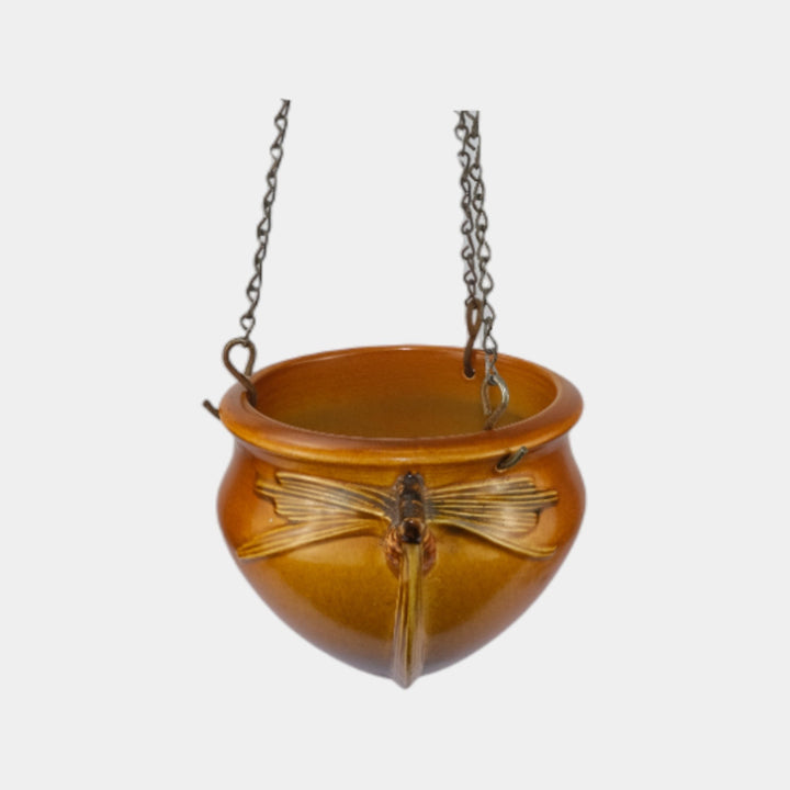 Roseville Pine Cone Brown 1935 Vintage Art Pottery Hanging Basket Planter 351 - Just Art Pottery