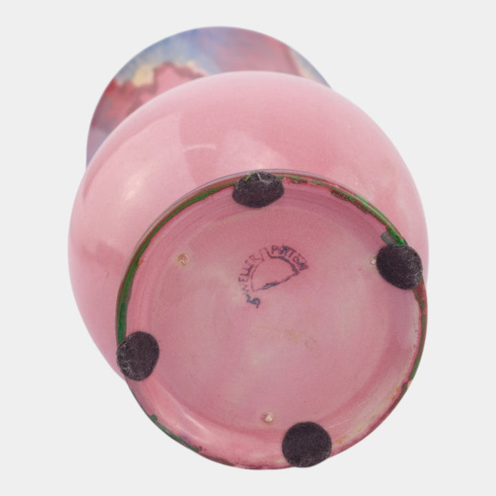 Weller Juneau 1920s-30s Vintage Art Deco Pottery Red Pink Ceramic Vase