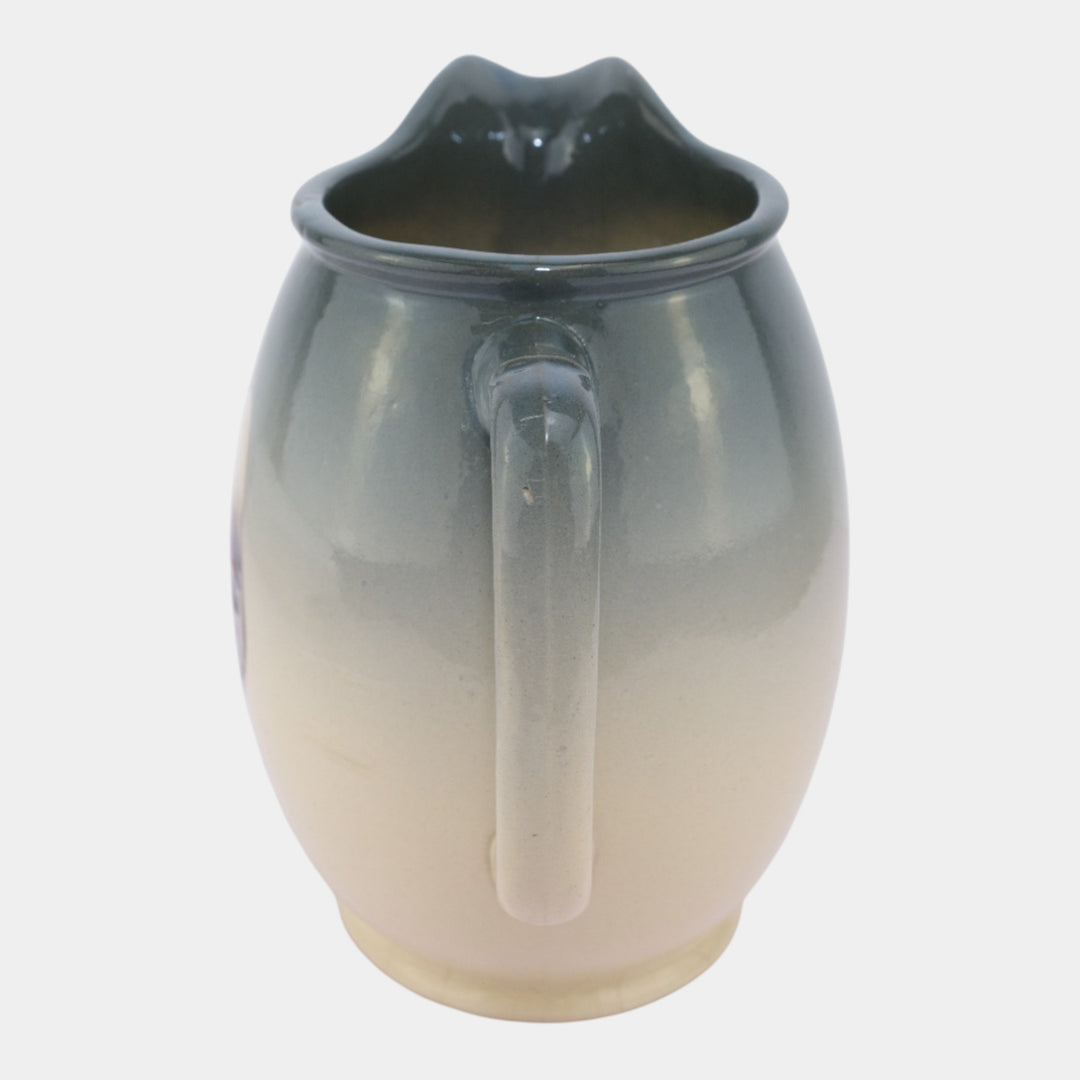 Weller Eocean 1898-1918 Antique Art Pottery Hand Painted Stork Ceramic Pitcher