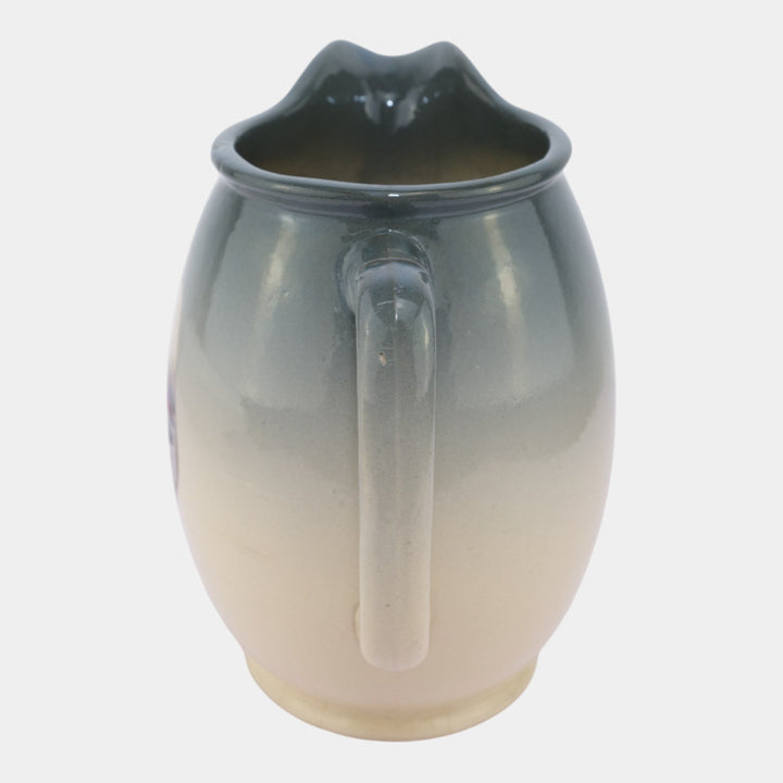 Weller Eocean 1898-1918 Antique Art Pottery Hand Painted Stork Ceramic Pitcher