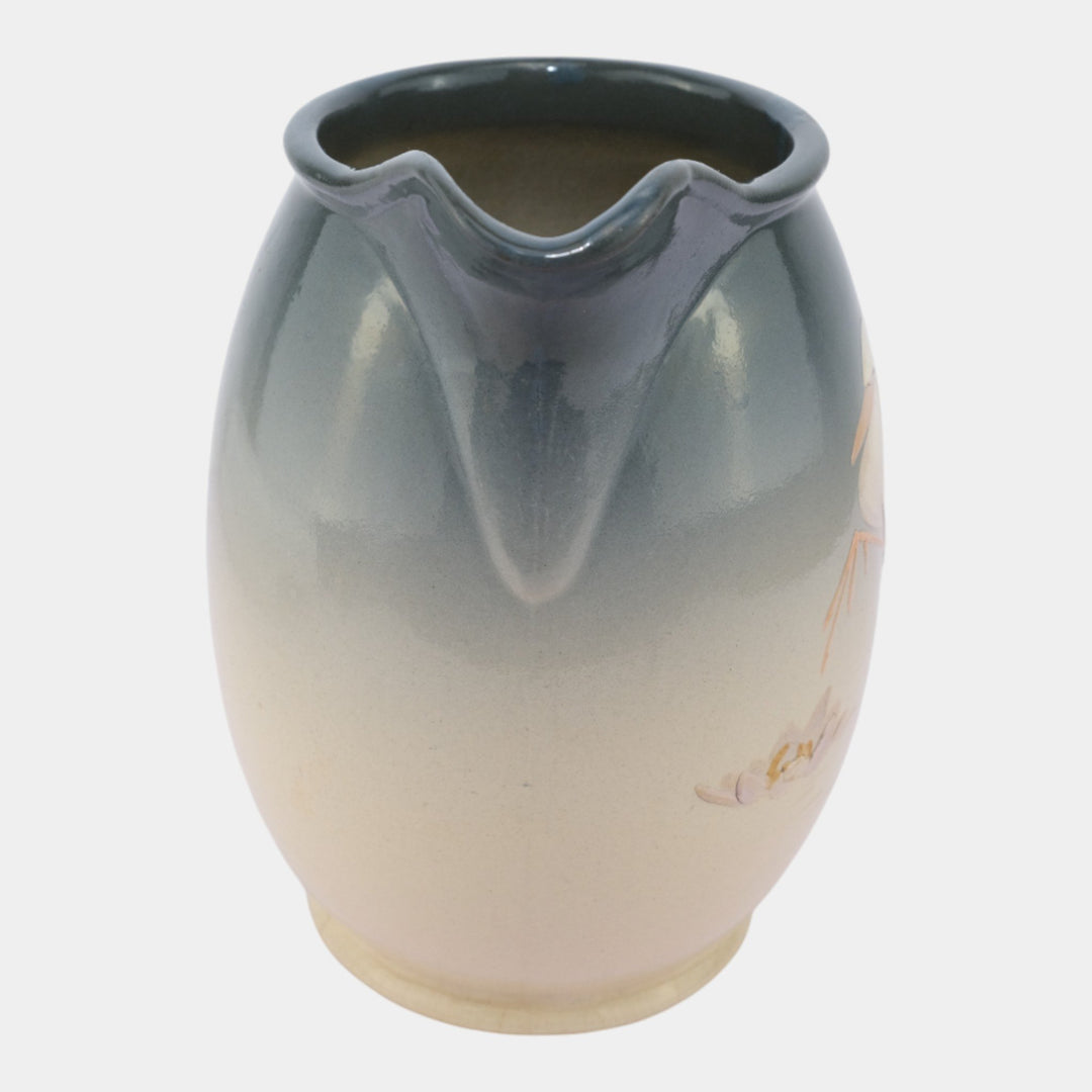 Weller Eocean 1898-1918 Antique Art Pottery Hand Painted Stork Ceramic Pitcher - Just Art Pottery