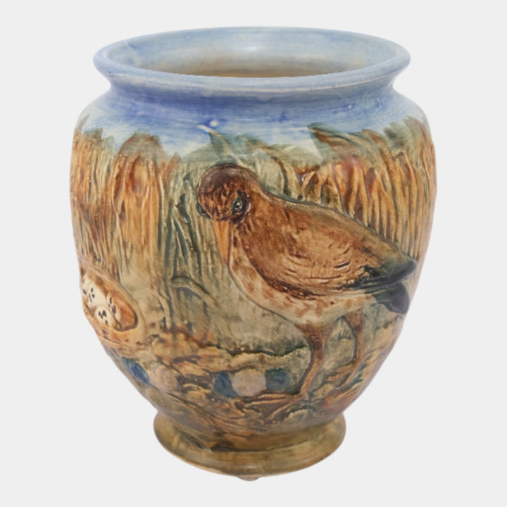 Weller Glendale 1920s Vintage Art Pottery Bird With A Nest Ceramic Vase - Just Art Pottery