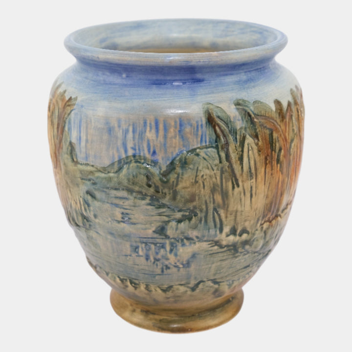 Weller Glendale 1920s Vintage Art Pottery Bird With A Nest Ceramic Vase - Just Art Pottery