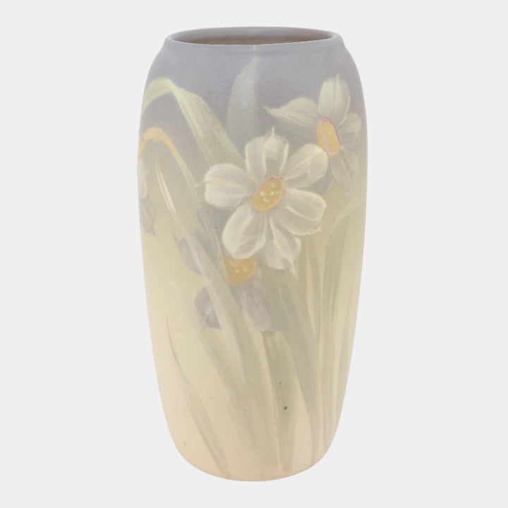 Weller Hudson 1920s Vintage Art Pottery Hand Painted Daffodil Vase