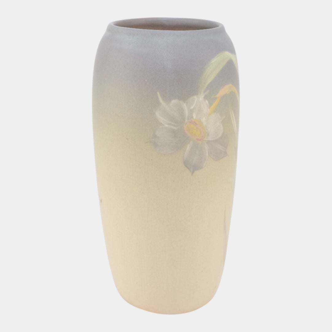 Weller Hudson 1920s Vintage Art Pottery Hand Painted Daffodil Vase