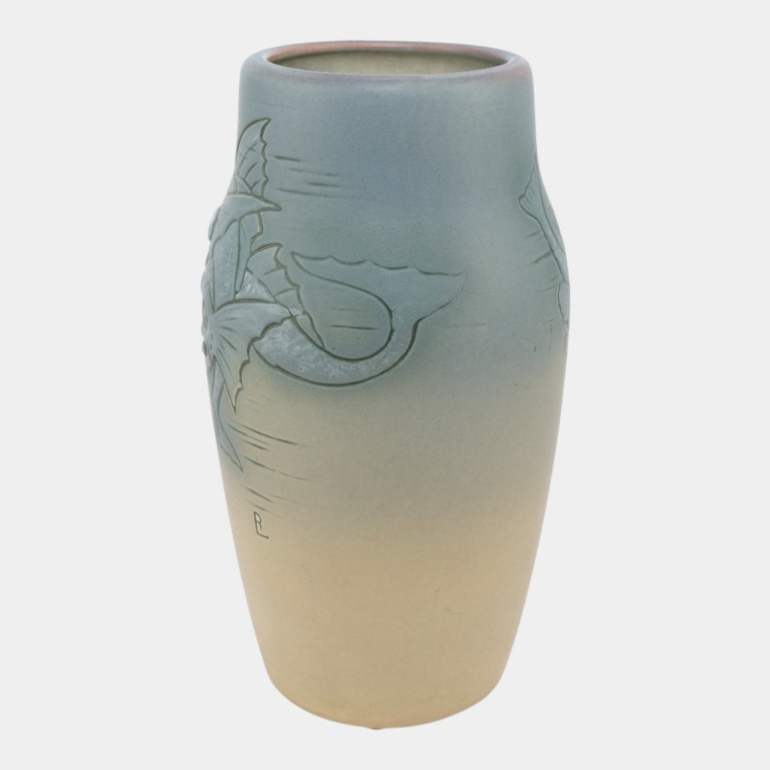 Weller Cameo Jewel Vintage Art Pottery Matte Glaze Fish Vase Rudolph Lorber - Just Art Pottery