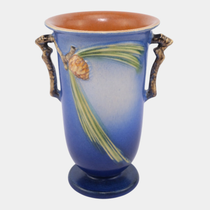 Roseville Pine Cone Blue 1936 Vintage Art Pottery Ceramic Vase 907-7