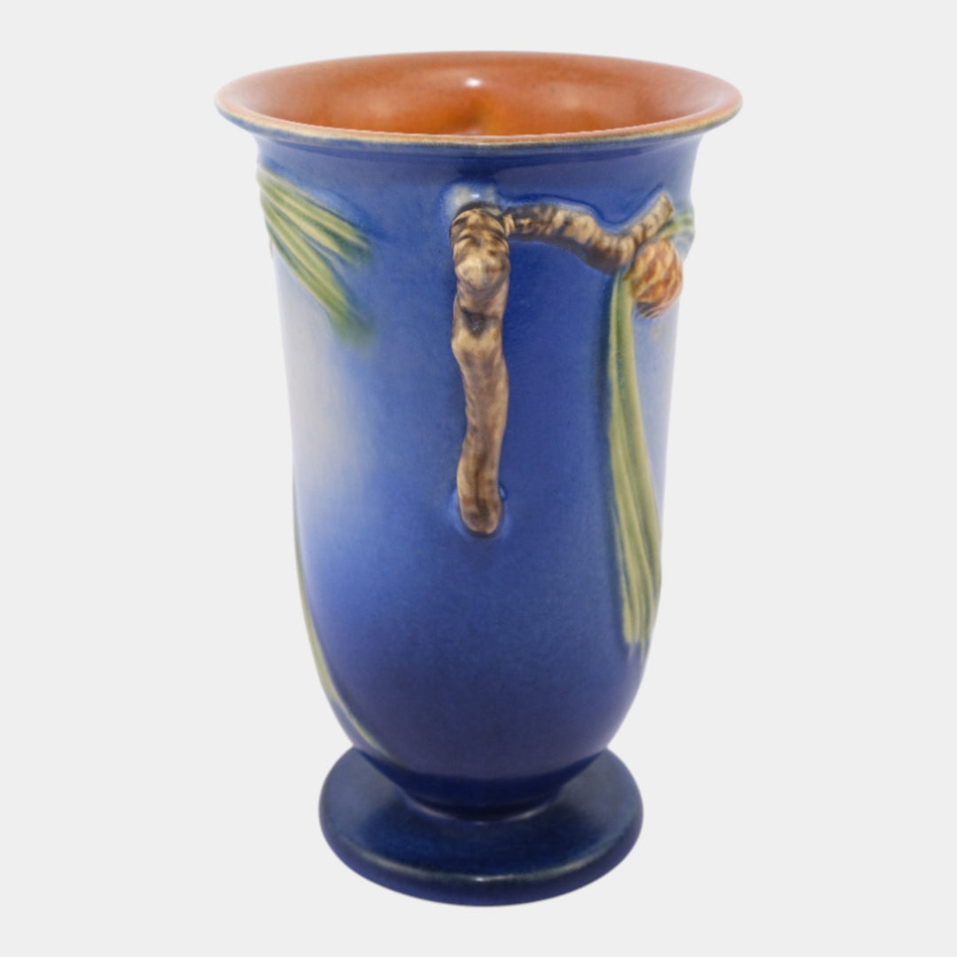 Roseville Pine Cone Blue 1936 Vintage Art Pottery Ceramic Vase 907-7