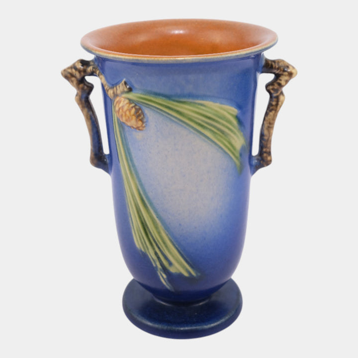 Roseville Pine Cone Blue 1936 Vintage Art Pottery Ceramic Vase 907-7