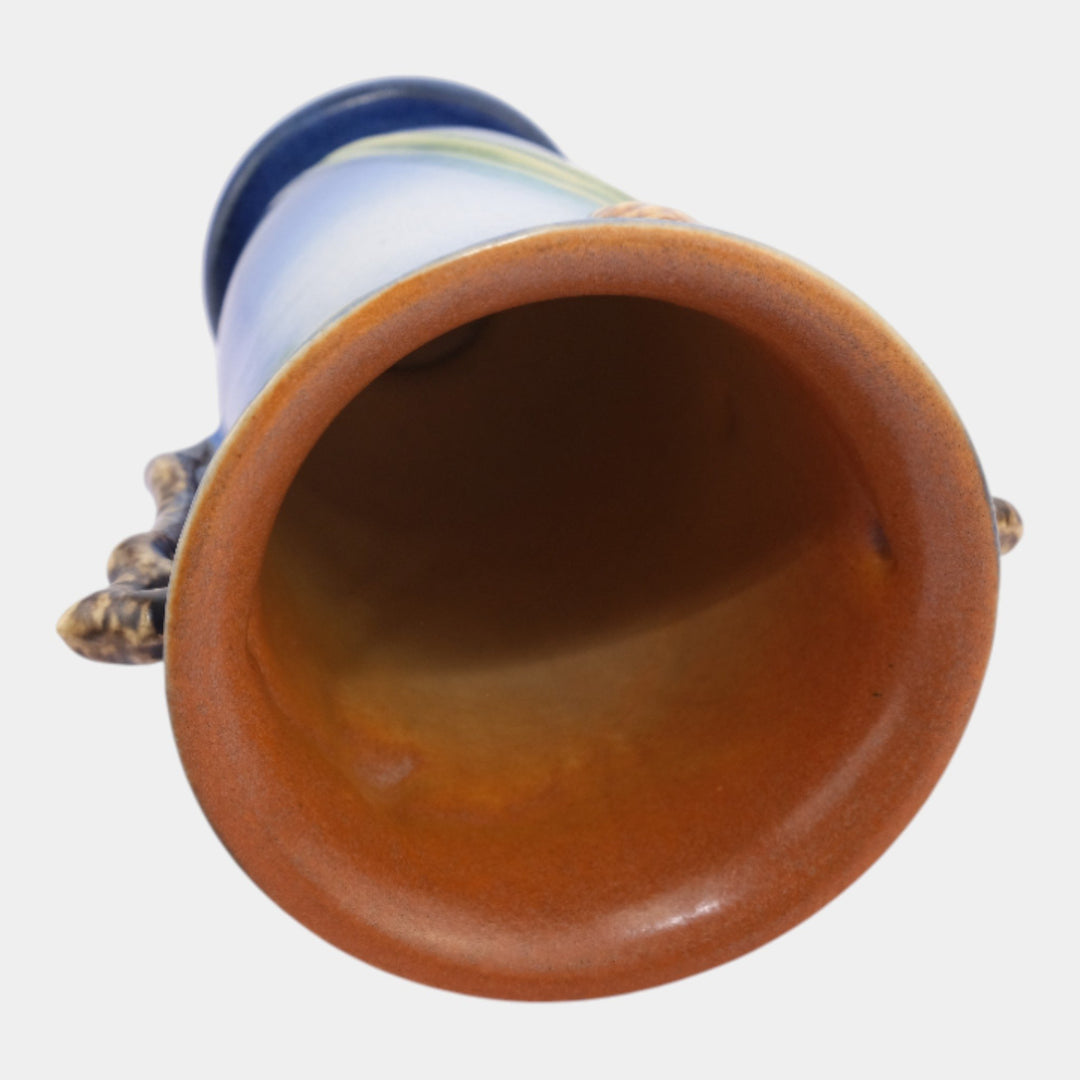 Roseville Pine Cone Blue 1936 Vintage Art Pottery Ceramic Vase 907-7