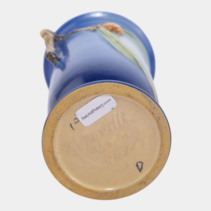 Roseville Pine Cone Blue 1936 Vintage Art Pottery Ceramic Vase 907-7