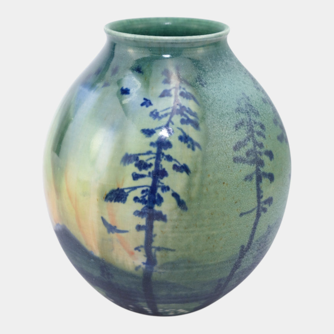 Tim Eberhardt Studio Art Pottery Hand Made Mountain Night Sky Bulbous Vase