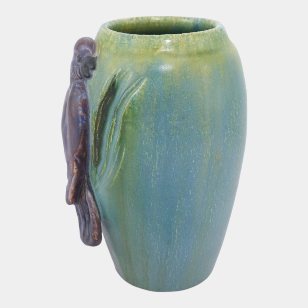 Jesse Wolf Studio 2008 Contemporary Hand Made Art Pottery Bird In The Grass Vase