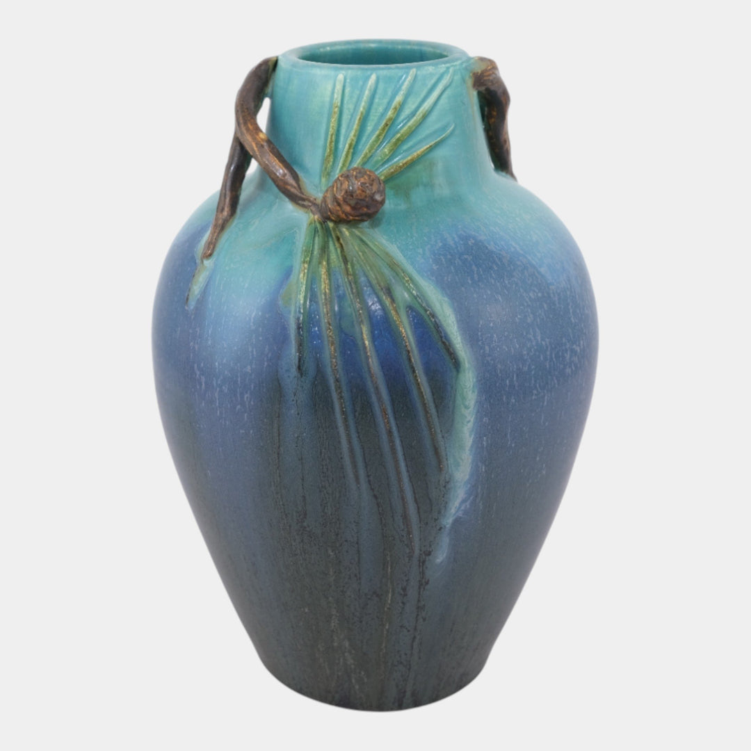 Ephraim Faience 2004 Hand Made Pottery Northern Lights Caribou Vase 405