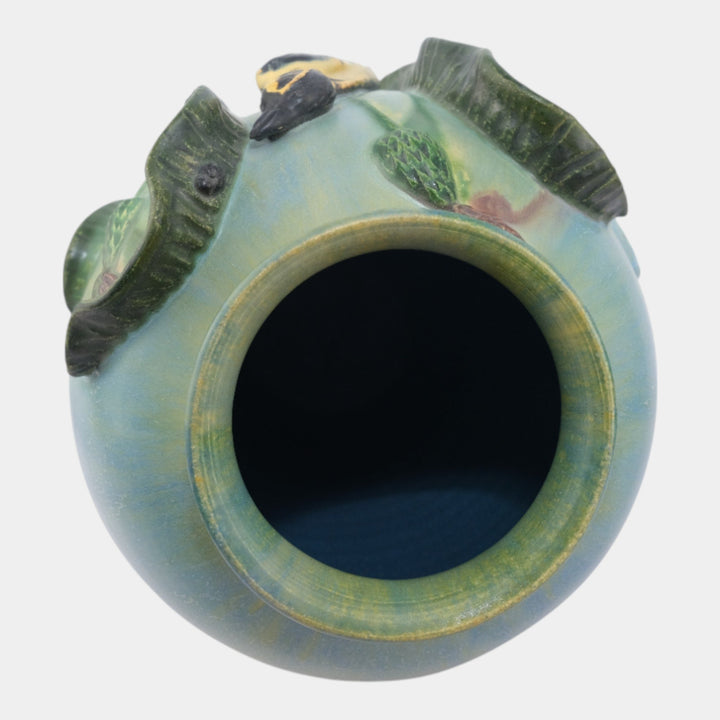 Jesse Wolf Studio Hand Made Art Pottery Golden Finch Vase