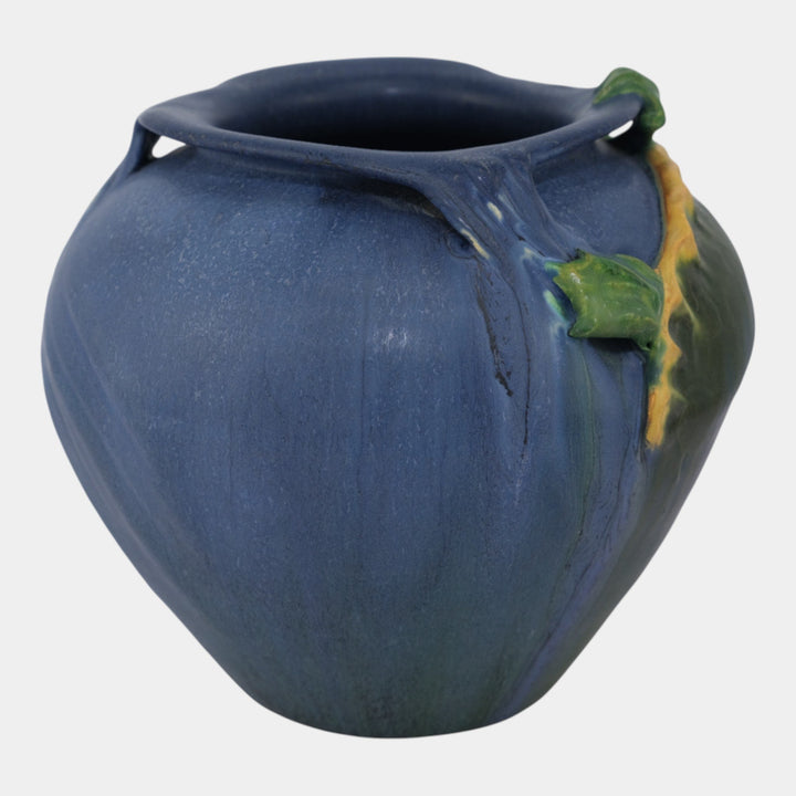 Ephraim Faience 2006 Hand Made Art Pottery Green Turtle Blue Ceramic Vase 325 - Just Art Pottery