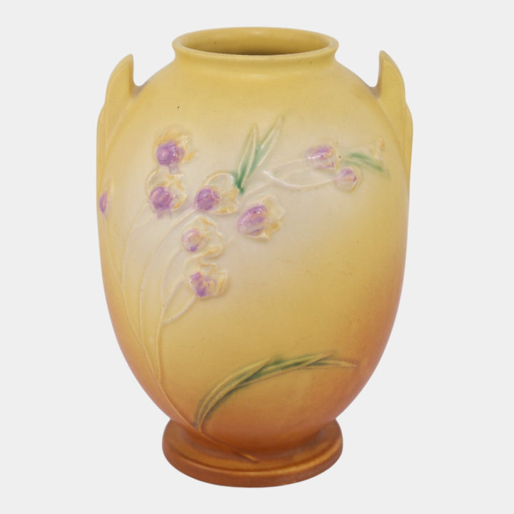Roseville Ixia Yellow 1937 Vintage Art Deco Pottery Handled Ceramic Vase 855-7