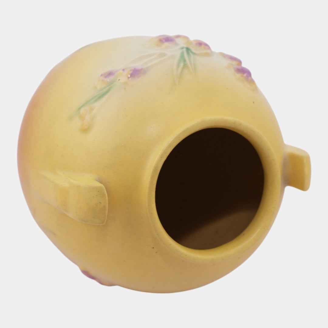 Roseville Ixia Yellow 1937 Vintage Art Deco Pottery Handled Ceramic Vase 855-7