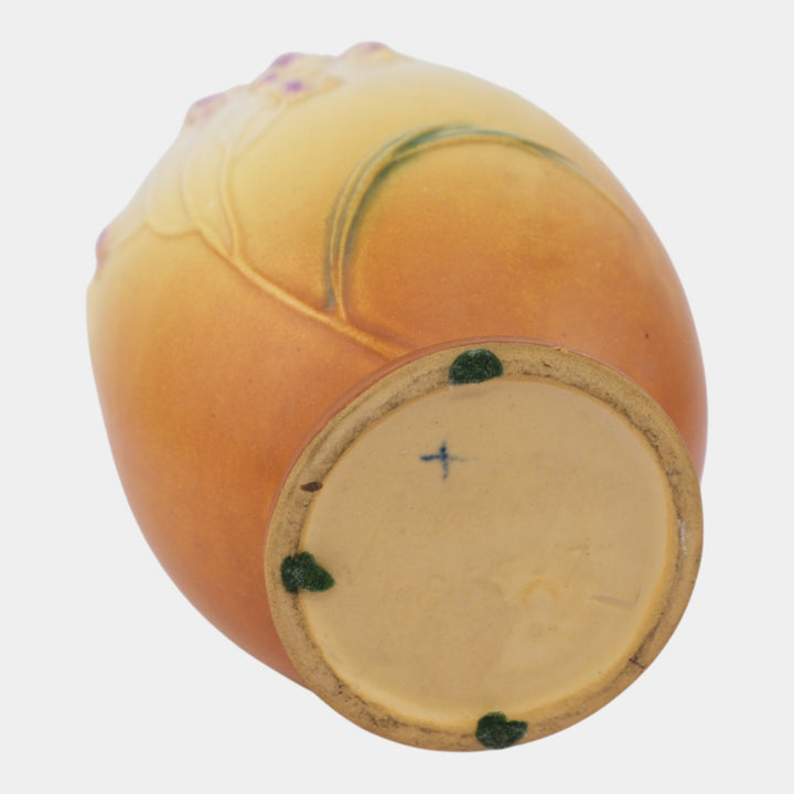 Roseville Ixia Yellow 1937 Vintage Art Deco Pottery Handled Ceramic Vase 855-7