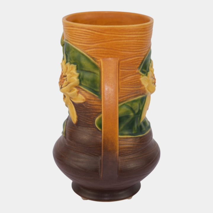 Roseville Water Lily Brown 1943 Vintage Art Pottery Ceramic Vase 76-8 - Just Art Pottery