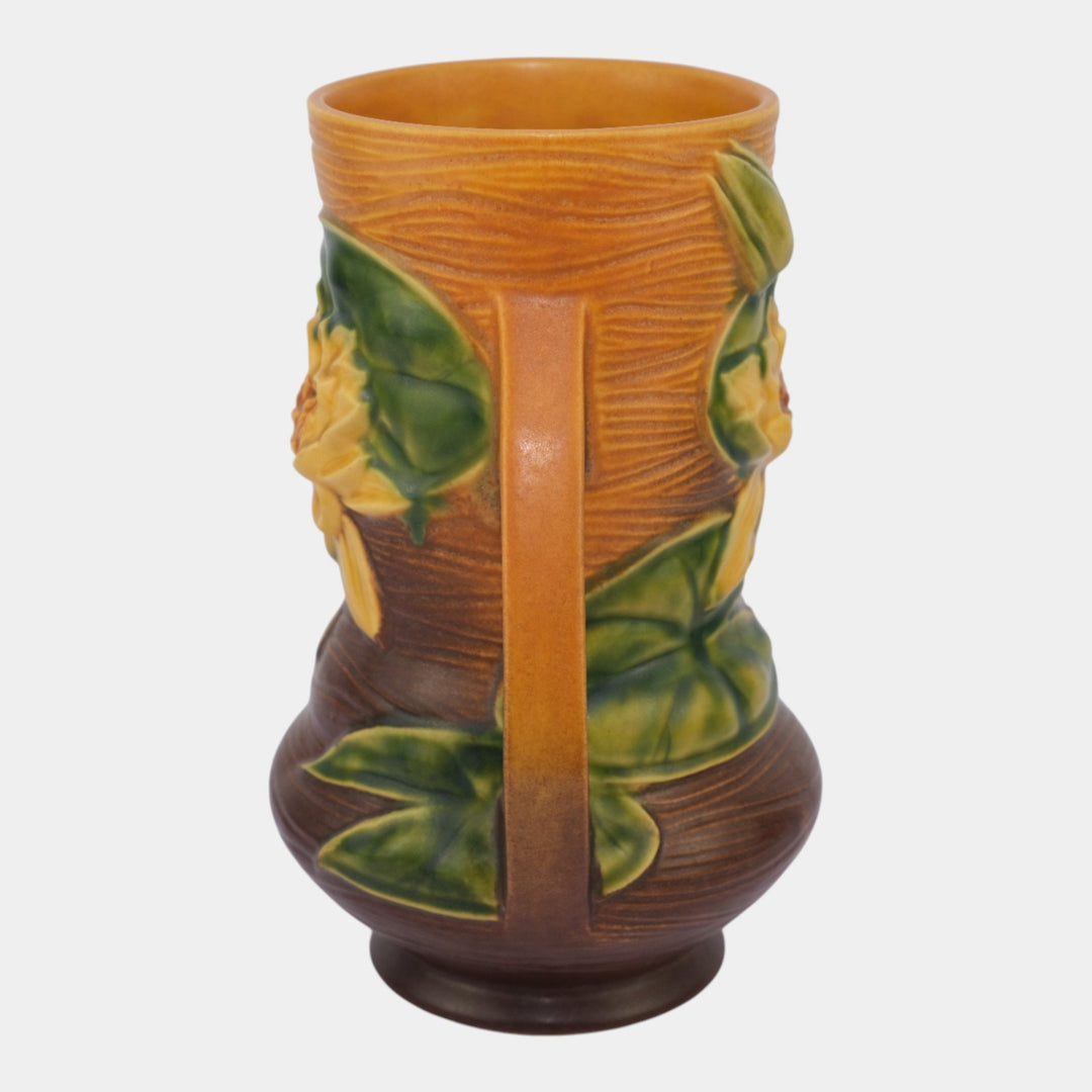 Roseville Water Lily Brown 1943 Vintage Art Pottery Ceramic Vase 76-8 - Just Art Pottery