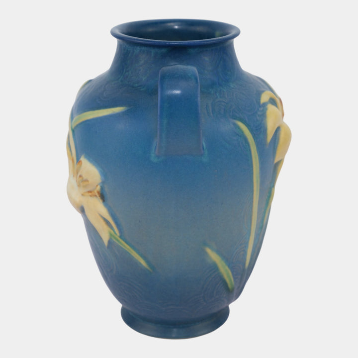 Roseville Zephyr Lily Blue 1946 Mid Century Modern Art Pottery Vase 134-8