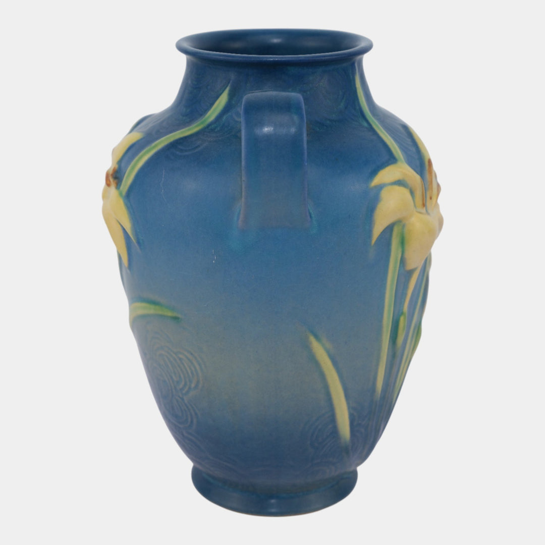 Roseville Zephyr Lily Blue 1946 Mid Century Modern Art Pottery Vase 134-8