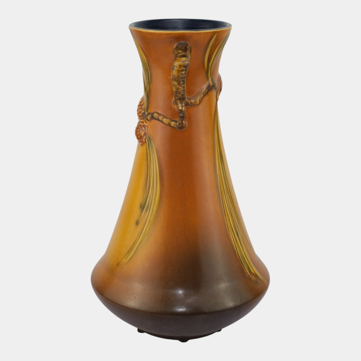 Roseville Pine Cone Brown 1940 Vintage Art Pottery Tall Ceramic Vase 712-12