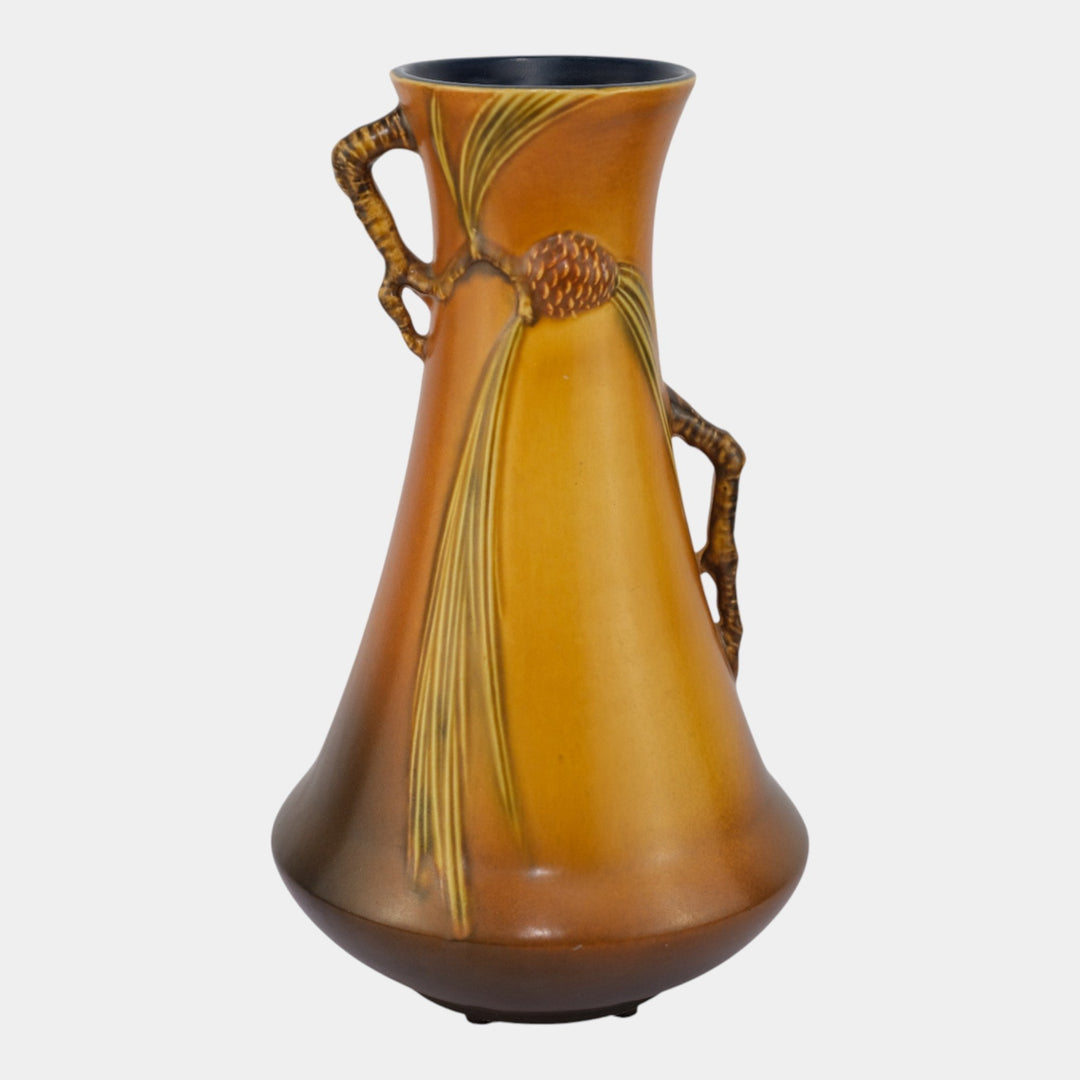 Roseville Pine Cone Brown 1940 Vintage Art Pottery Tall Ceramic Vase 712-12