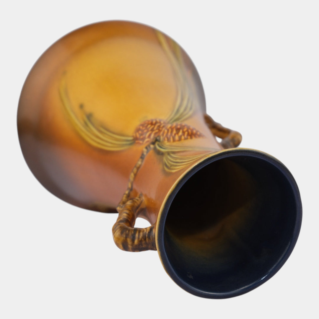 Roseville Pine Cone Brown 1940 Vintage Art Pottery Tall Ceramic Vase 712-12