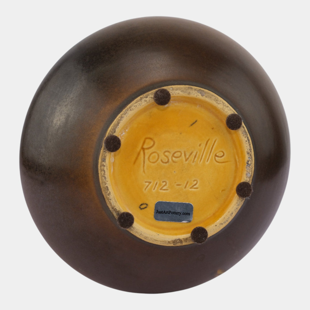 Roseville Pine Cone Brown 1940 Vintage Art Pottery Tall Ceramic Vase 712-12