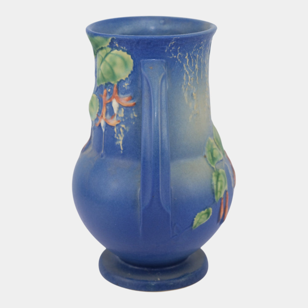 Roseville Fuchsia Blue 1938 Vintage Art Pottery Ceramic Flower Vase 898-8
