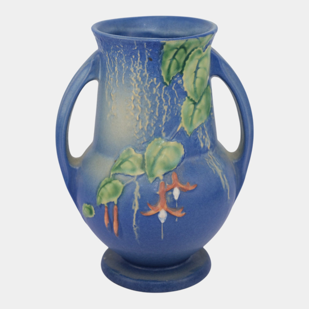 Roseville Fuchsia Blue 1938 Vintage Art Pottery Ceramic Flower Vase 898-8