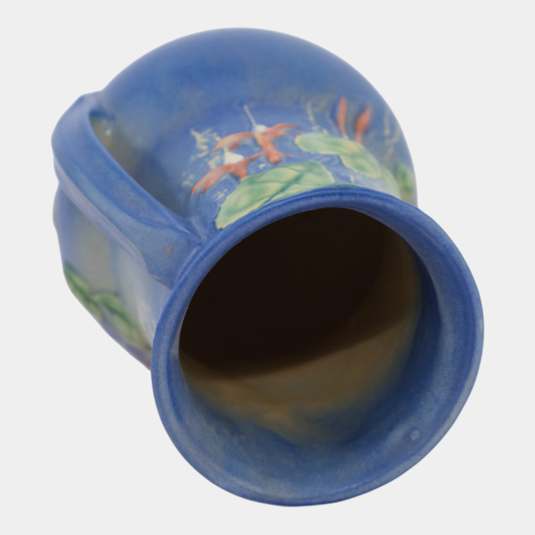 Roseville Fuchsia Blue 1938 Vintage Art Pottery Ceramic Flower Vase 898-8