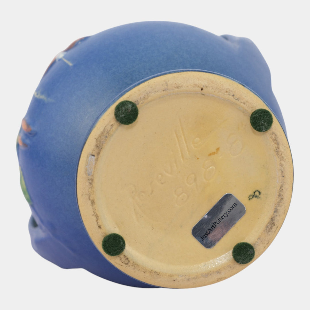 Roseville Fuchsia Blue 1938 Vintage Art Pottery Ceramic Flower Vase 898-8