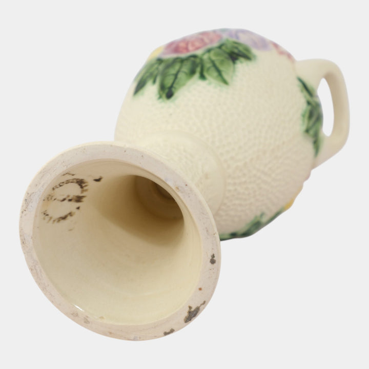 Roseville Rozane 1917 Vintage Art Pottery Ivory Floral Double Handle Urn Vase - Just Art Pottery