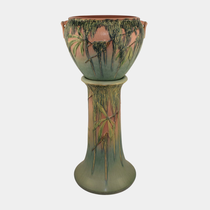 Roseville Moss Pink 1936 Vintage Art Pottery Jardiniere And Pedestal 635-8