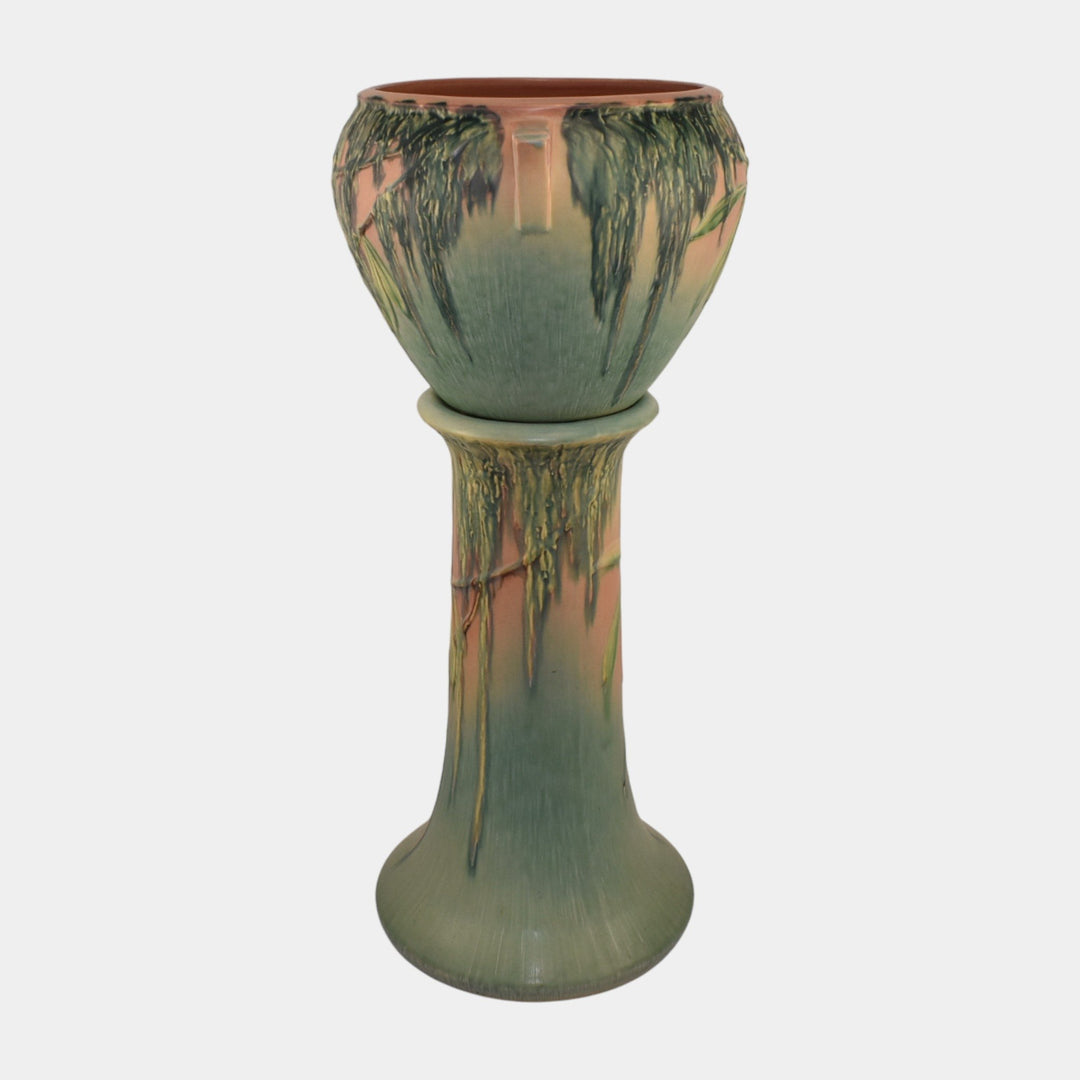 Roseville Moss Pink 1936 Vintage Art Pottery Jardiniere And Pedestal 635-8