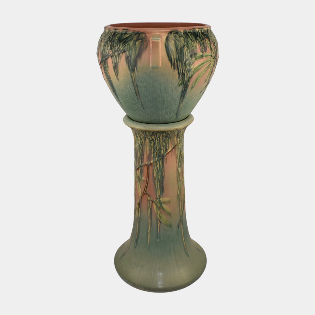 Roseville Moss Pink 1936 Vintage Art Pottery Jardiniere And Pedestal 635-8