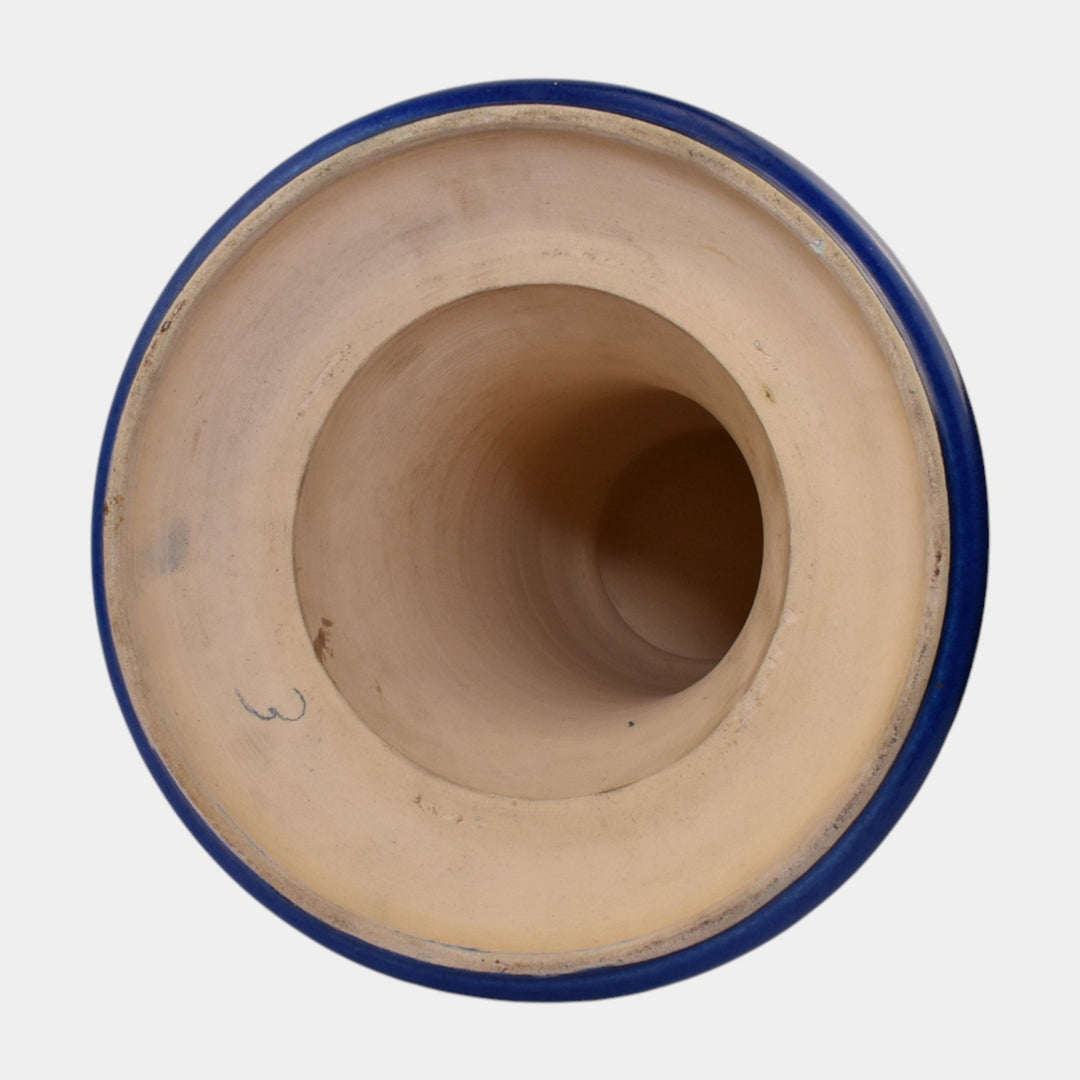 Roseville Pine Cone Blue 1936 Vintage Art Pottery Jardiniere and Pedestal 632-8