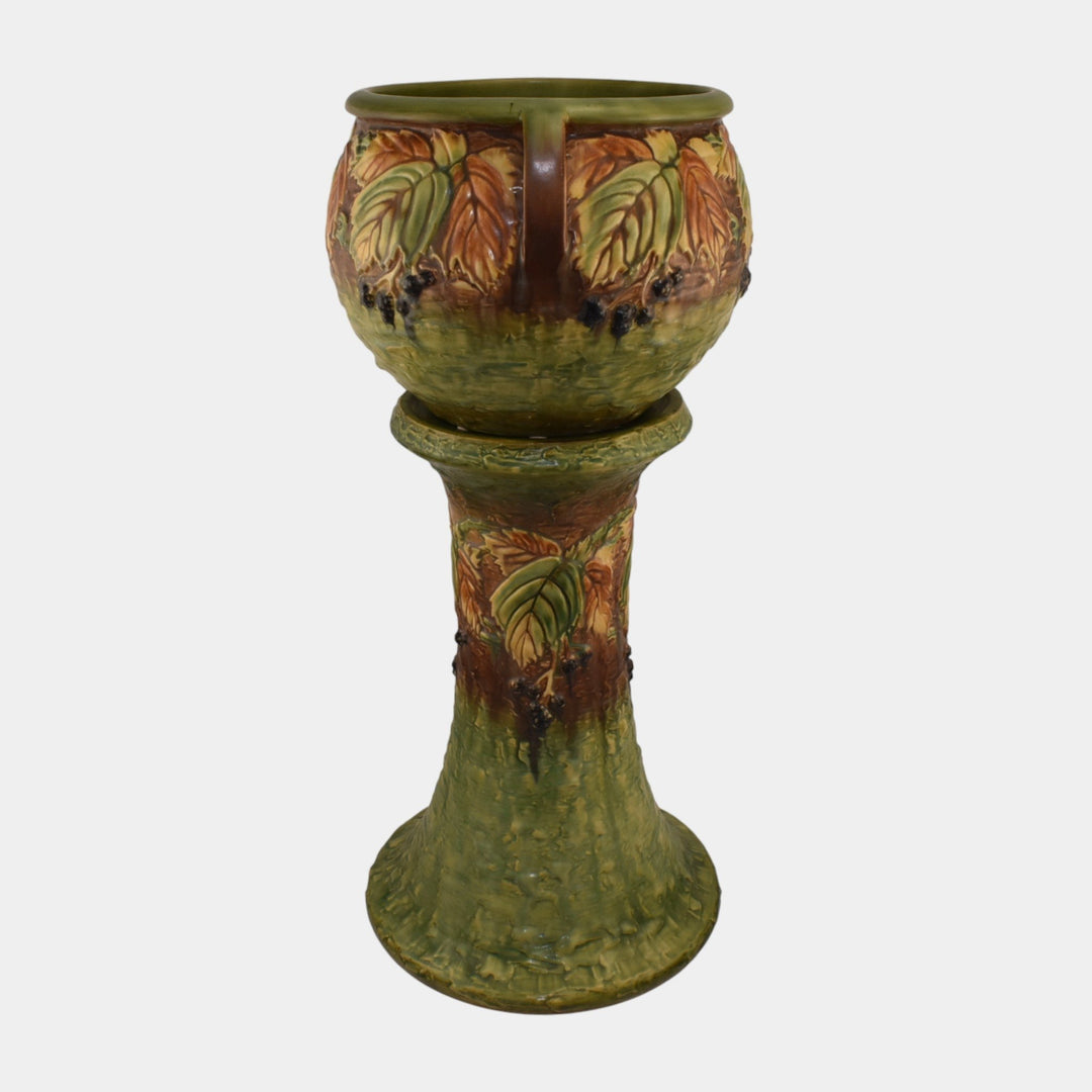 Roseville Blackberry 1932 Vintage Art Pottery Ceramic Jardiniere Pedestal 623-9