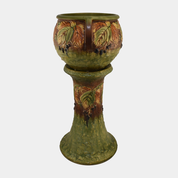 Roseville Blackberry 1932 Vintage Art Pottery Ceramic Jardiniere Pedestal 623-9