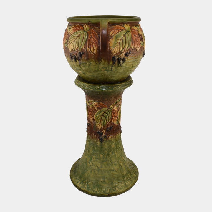Roseville Blackberry 1932 Vintage Art Pottery Ceramic Jardiniere Pedestal 623-9