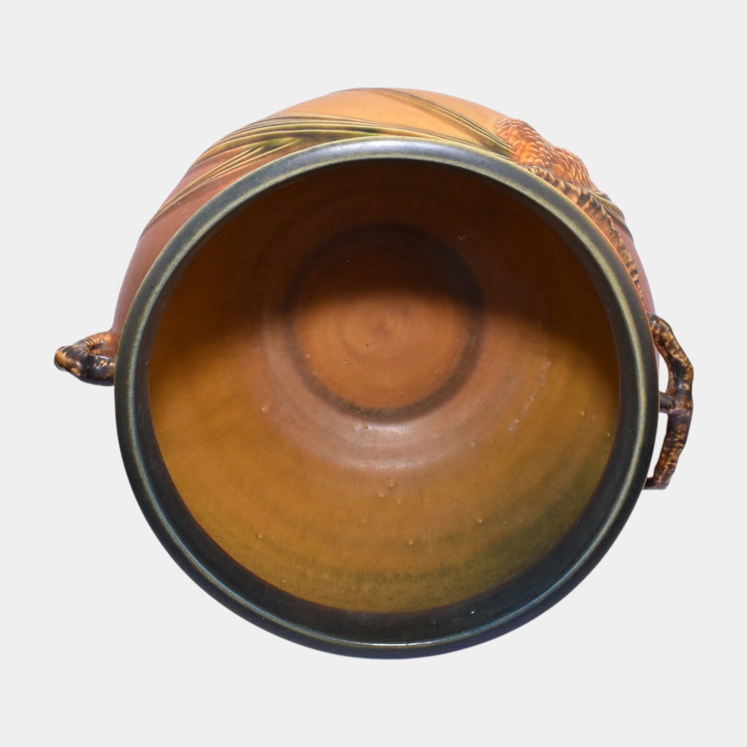 Roseville Pine Cone Brown 1936 Vintage Pottery Ceramic Jardiniere Pedestal 632-8