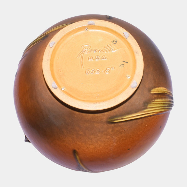 Roseville Pine Cone Brown 1936 Vintage Pottery Ceramic Jardiniere Pedestal 632-8